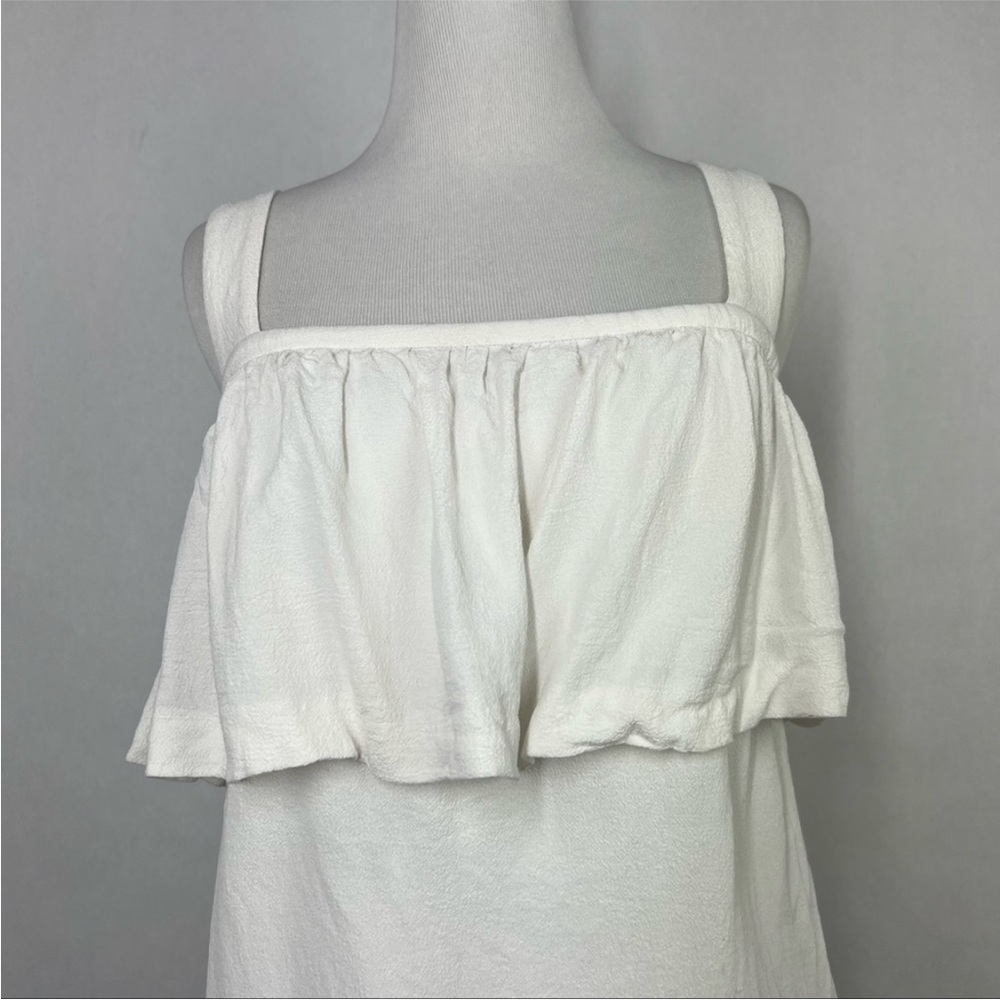 Sandro White Women’s Square Neck Ruffles Sleeveless Top Size 2 - Picture 2 of 7